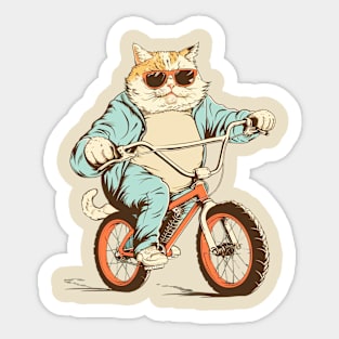 Fat Cat Riding a Bike Sticker